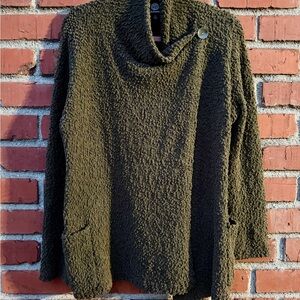 Bobeau Olive Cowl Neck Sweater Cardigan
